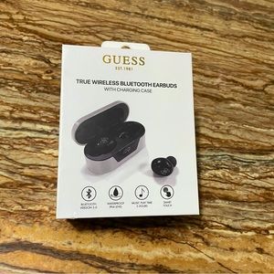 Guess Silver True Wireless Bluetooth Earbuds with Charging Case